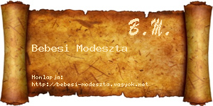 Bebesi Modeszta névjegykártya